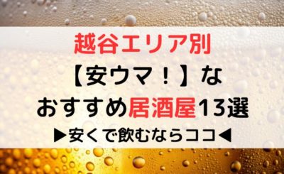 越谷エリア別【安ウマ!】なおすすめ居酒屋13選